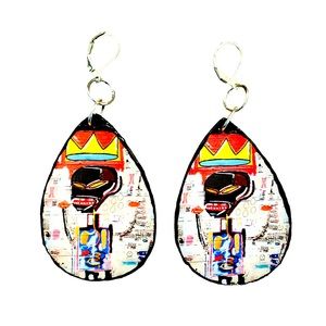 Jean Michel Basquiat Skull Dangle Earrings/Lever Back/Silver Plated/Nick…